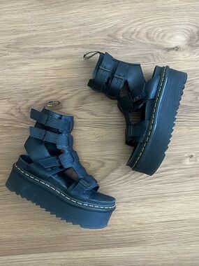Dr. Martens Black Platform Strappy Sandals